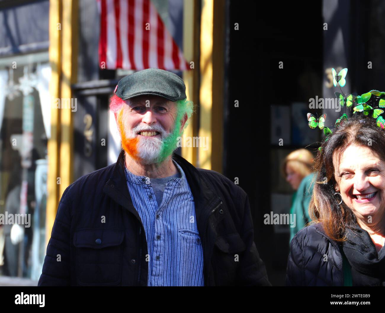 Newport, RI. Mar. 16, 2023. Revelers at the St. Patrick's Day parade in