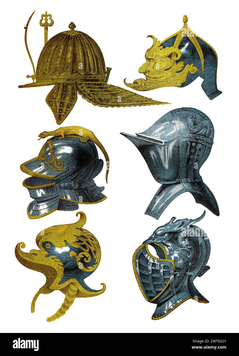 Helmets of the Middle Ages Stock Photo