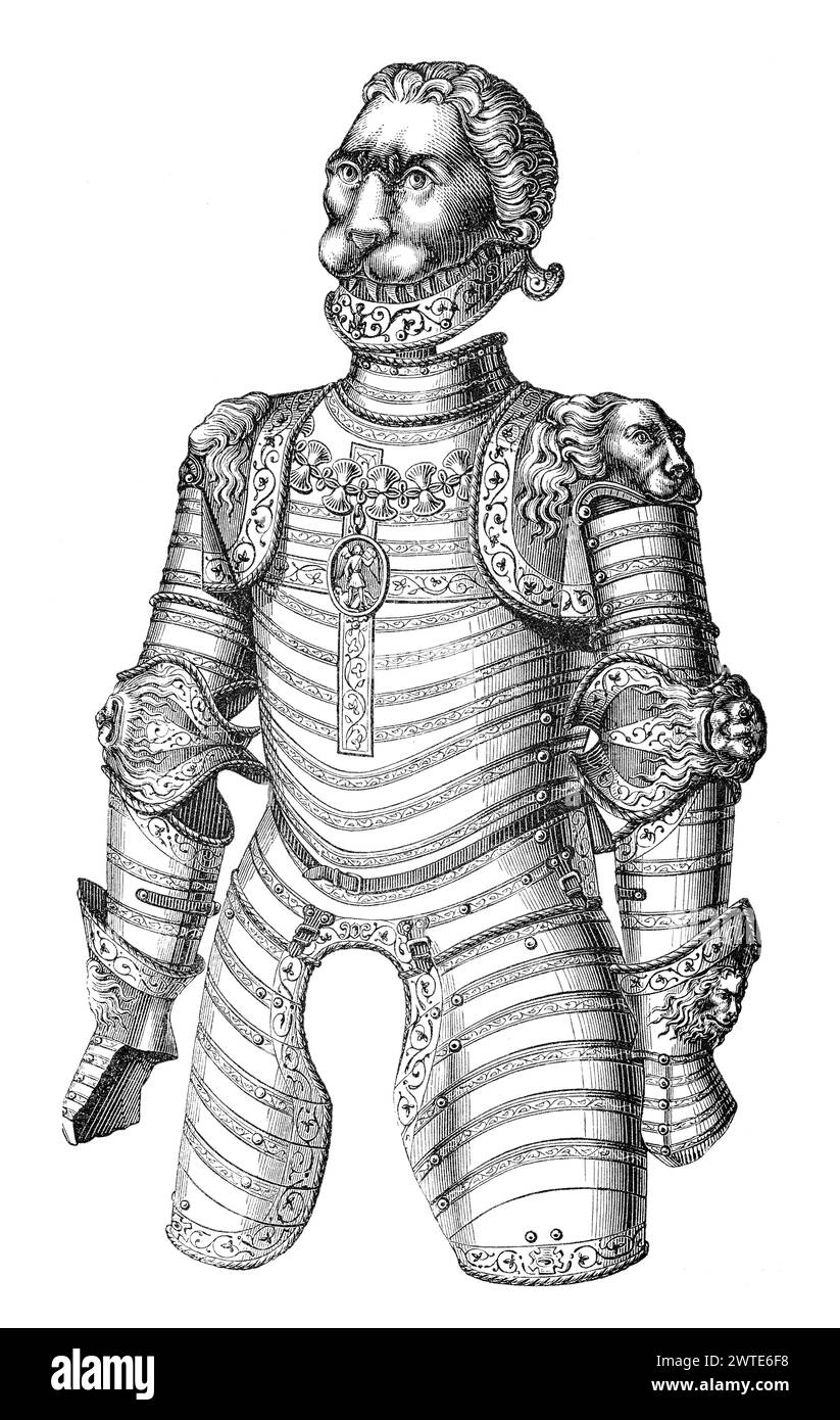 The armour with lions, probably belonged to Francis I, parade armour, 15th century Stock Photo