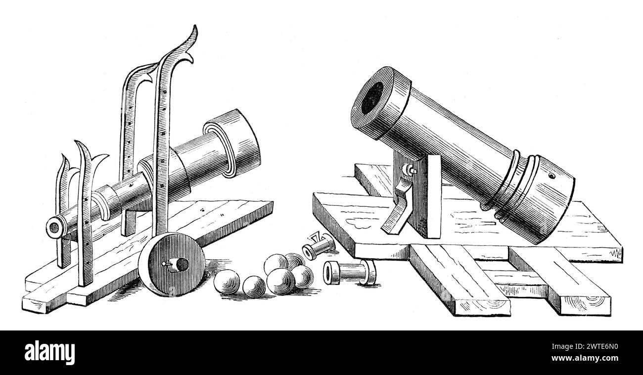 Muzzleloading artillery, bombards with fixed and rolling carriages