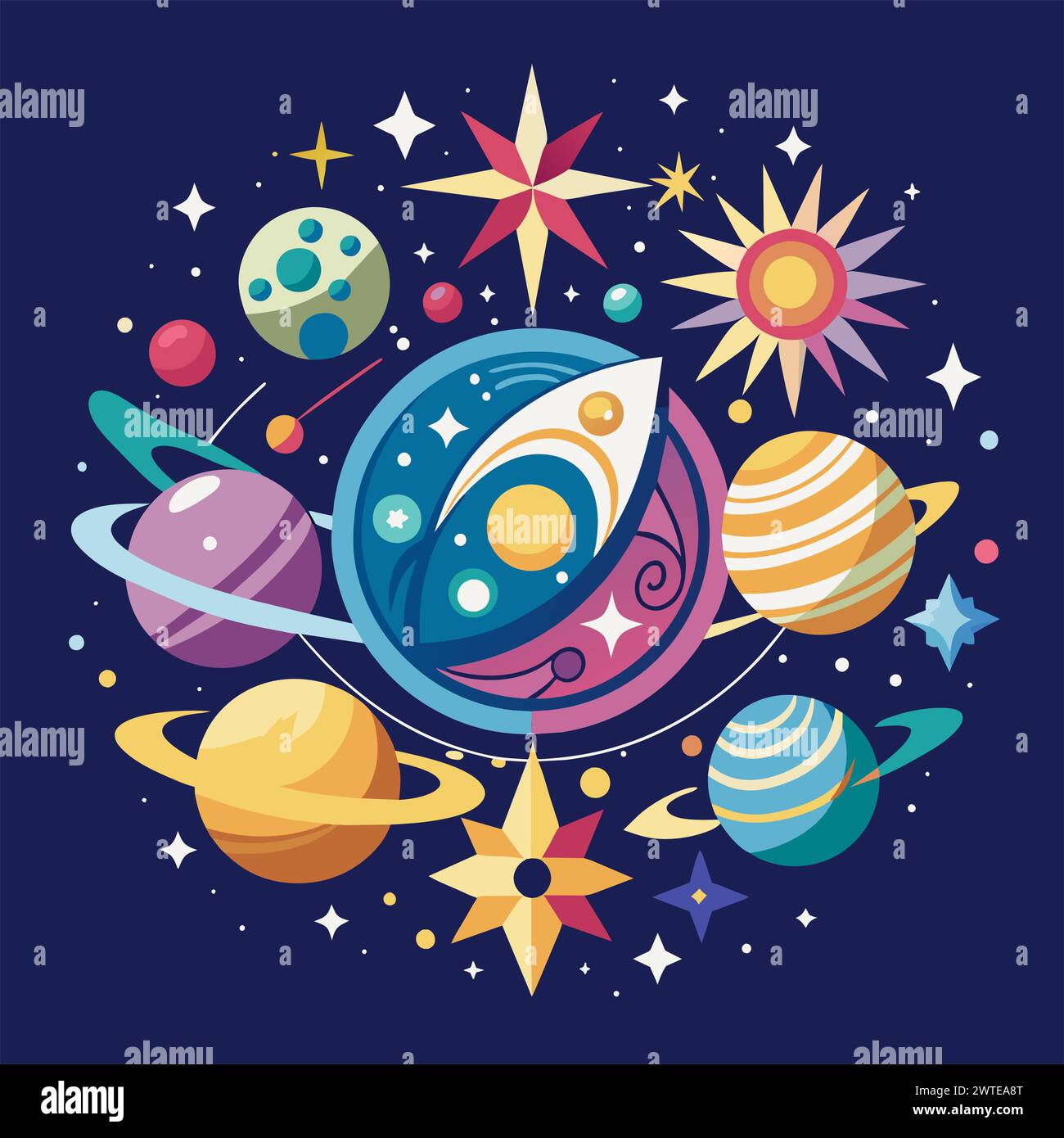 Create a design inspired by celestial elements, like stars and galaxies ...