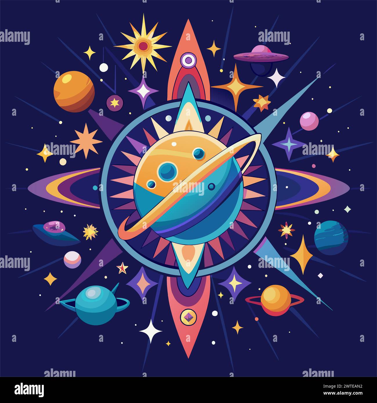 Create a design inspired by celestial elements, like stars and galaxies ...