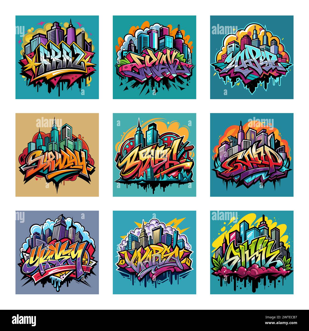 Create a hand-drawn illustration featuring an urban skyline with ...