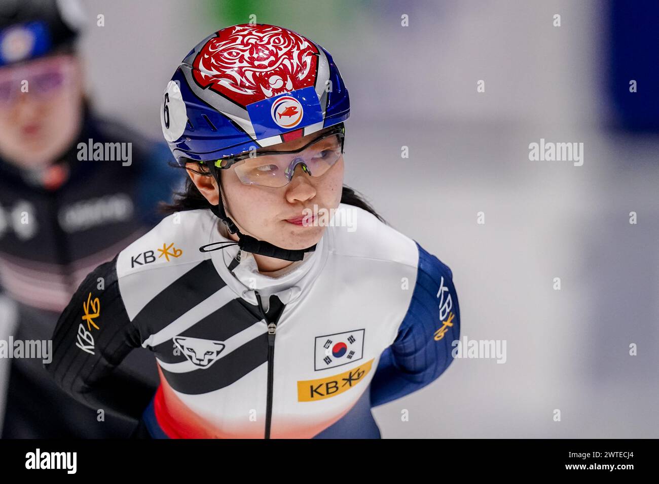 Rotterdam, Netherlands. 17th Mar, 2024. ROTTERDAM, NETHERLANDS - MARCH 17: Suk Hee Shim of Korea competing in the Women's 1000m Final during Day 3 of the ISU World Short Track Speed Skating Championships 2024 at Ahoy on March 17, 2024 in Rotterdam, Netherlands. (Photo by Joris Verwijst/BSR Agency) Credit: BSR Agency/Alamy Live News Stock Photo