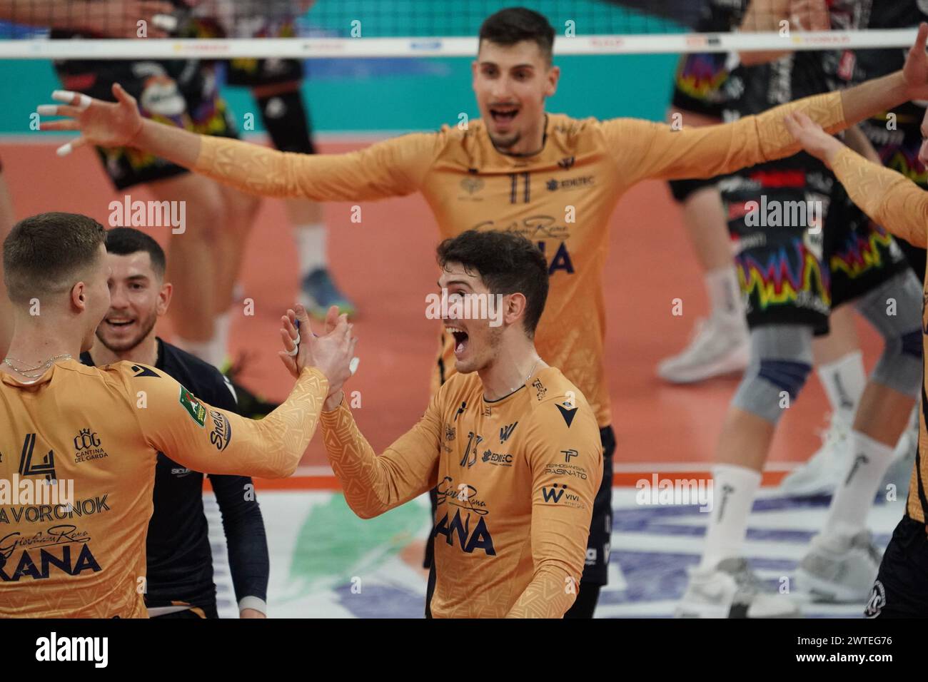 Perugia, Italy. 17th Mar, 2024. spirito luca (rana verona) rejoices