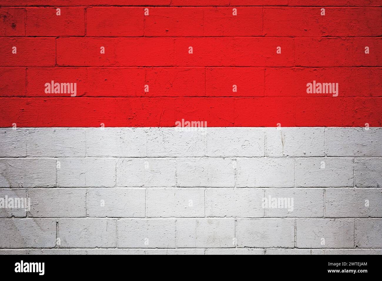 Flag of Indonesia painted on a cinder block wall Stock Photo - Alamy