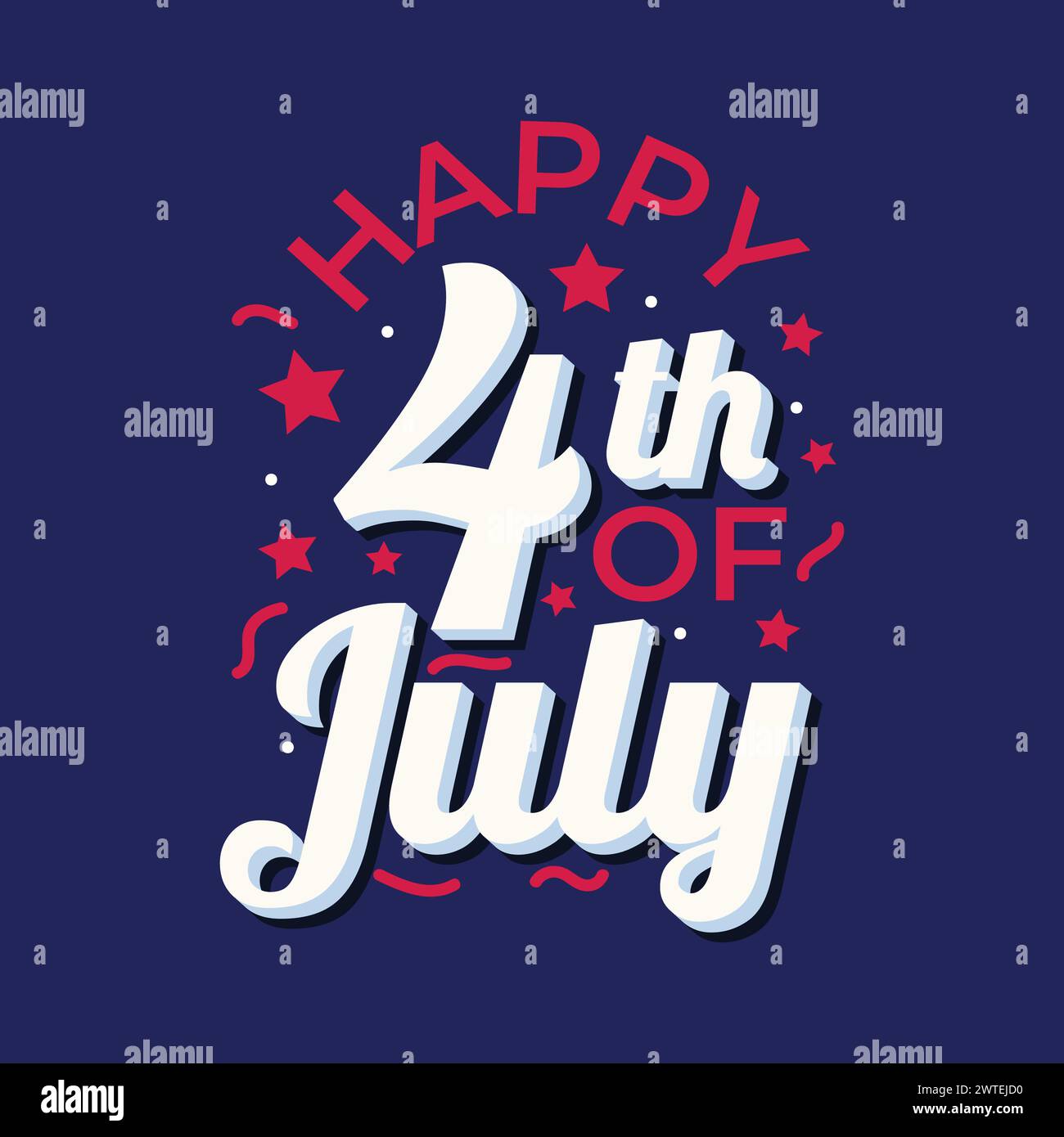 Happy 4th of July hand drawn lettering illustration to celebrate ...