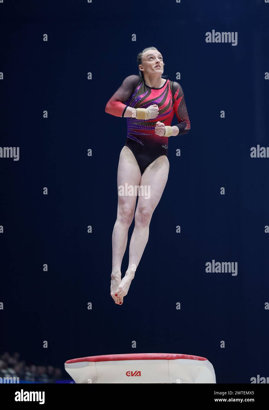 17th March 2024, M&amp;S Bank Arena, Liverpool, England; British Gymnastics Championships Day 4; Women's Apparatus Final Vault - Shannon Archer gold medallist Stock Photo