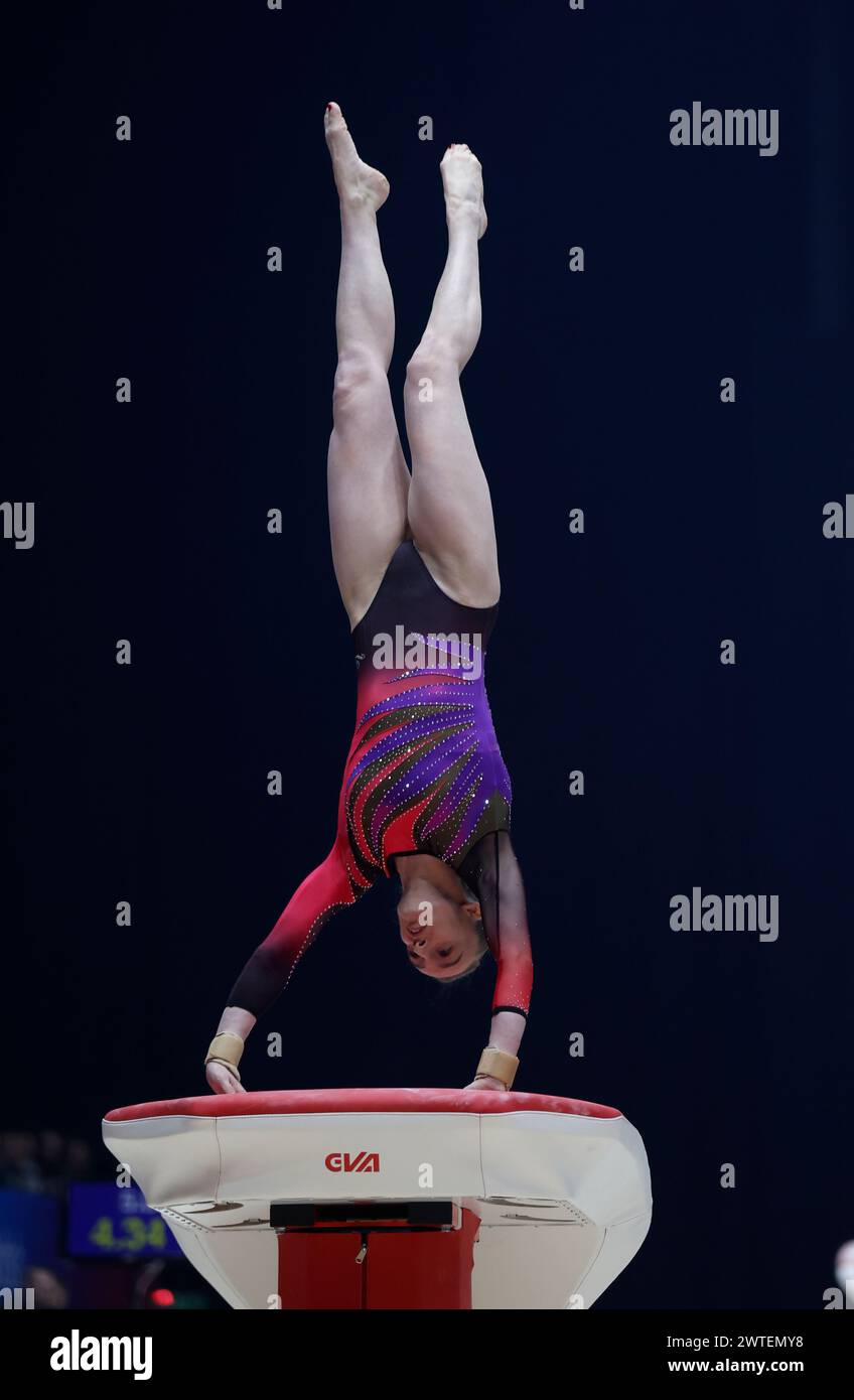 17th March 2024, M&amp;S Bank Arena, Liverpool, England; British Gymnastics Championships Day 4; Women's Apparatus Final Vault - Shannon Archer gold medallist Stock Photo