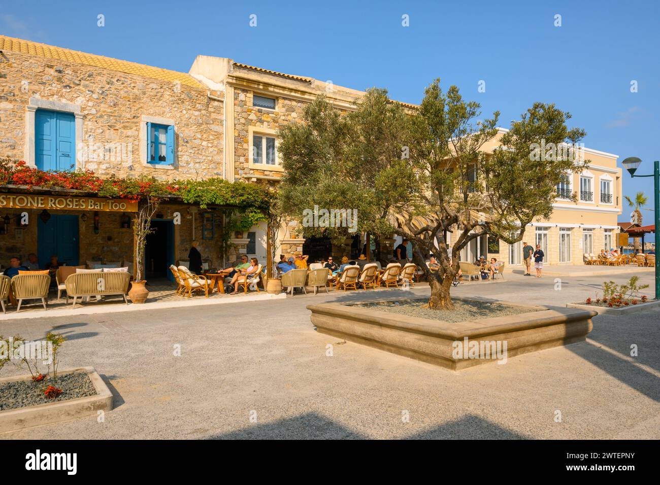 Kos, Greece - May 12, 2023: The main square of Kardamena resort on the island of Kos, Greece Stock Photo