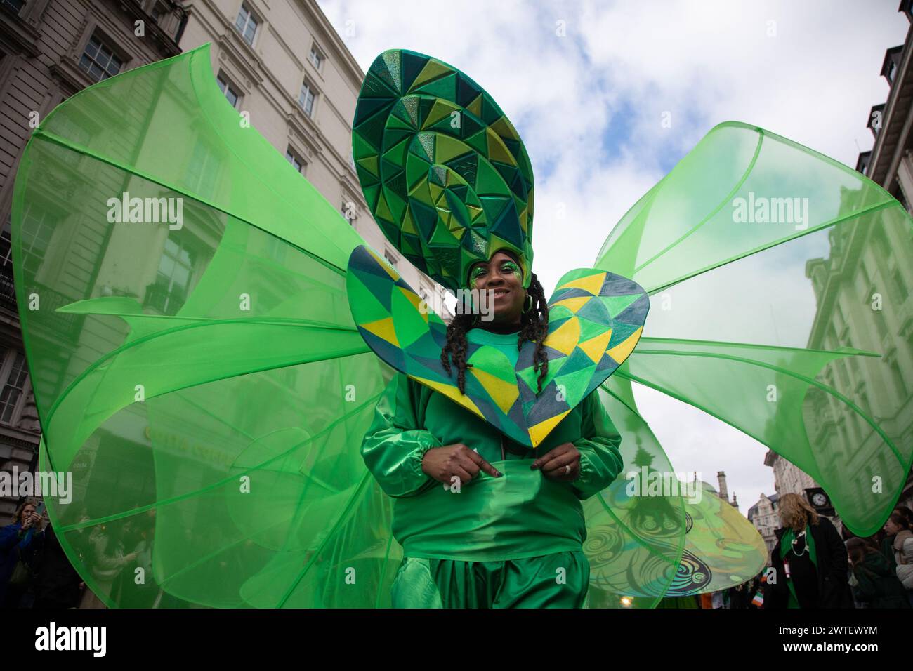 London, UK. 17th Mar 2024. Thousands have gathered in central London for the annual St. Patrick's Day Parade. Credit: Kiki Streitberger/Alamy Live News Stock Photo