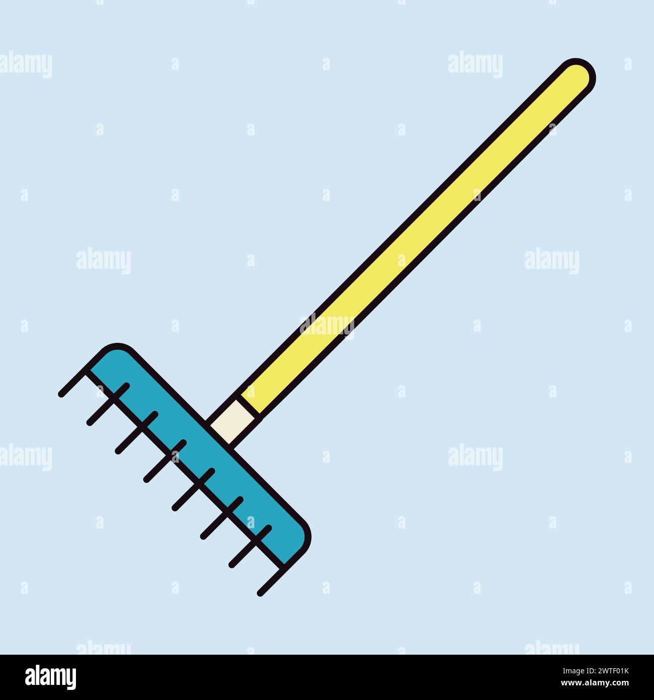 Garden rake isolated vector icon. Graph symbol for agriculture, garden ...