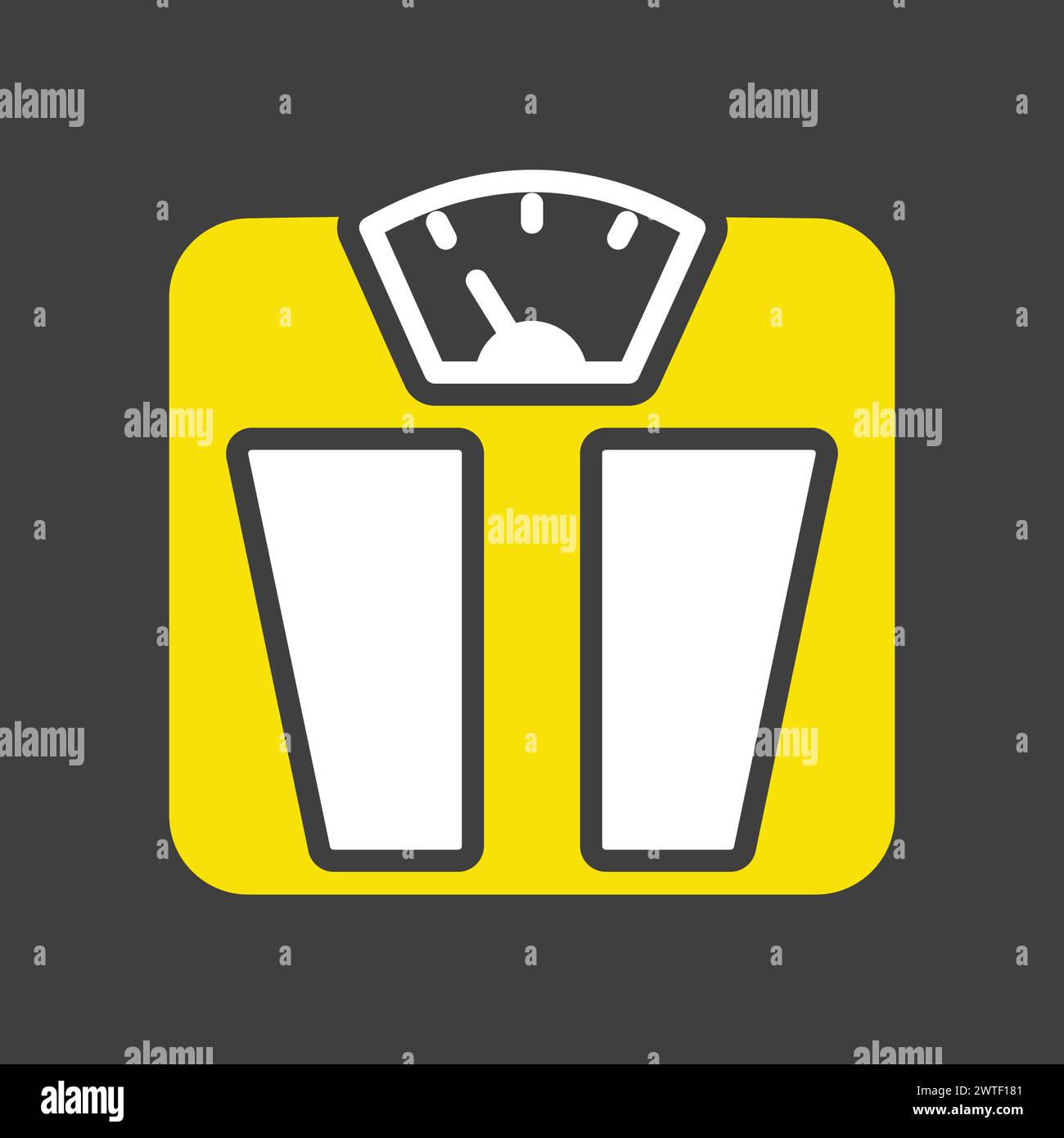 Bathroom floor scales vector solid icon on dark background. Weight ...