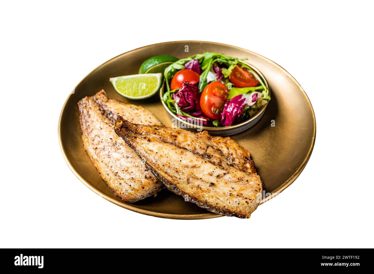Roasted Gilthead Sea Bream fillets served with fresh vegetable salad ...