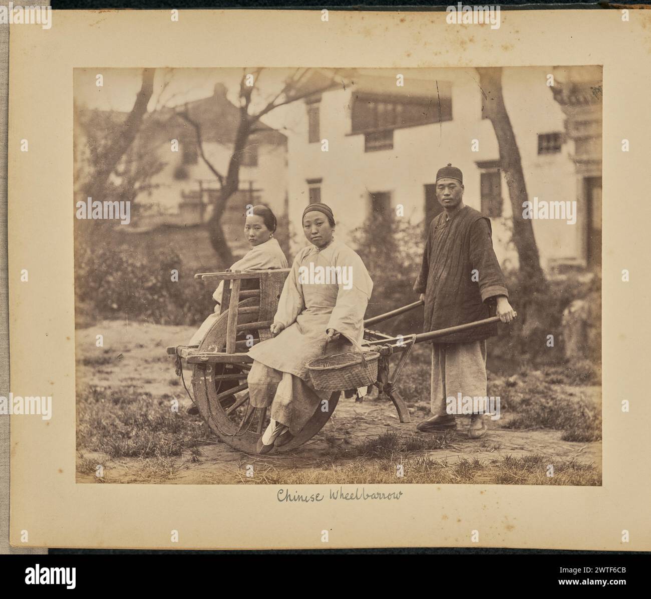 Two Drivers One Wheel Chinese Wheelbarrow. Unknown, photographer 1875–1897 Two women sit on a ...