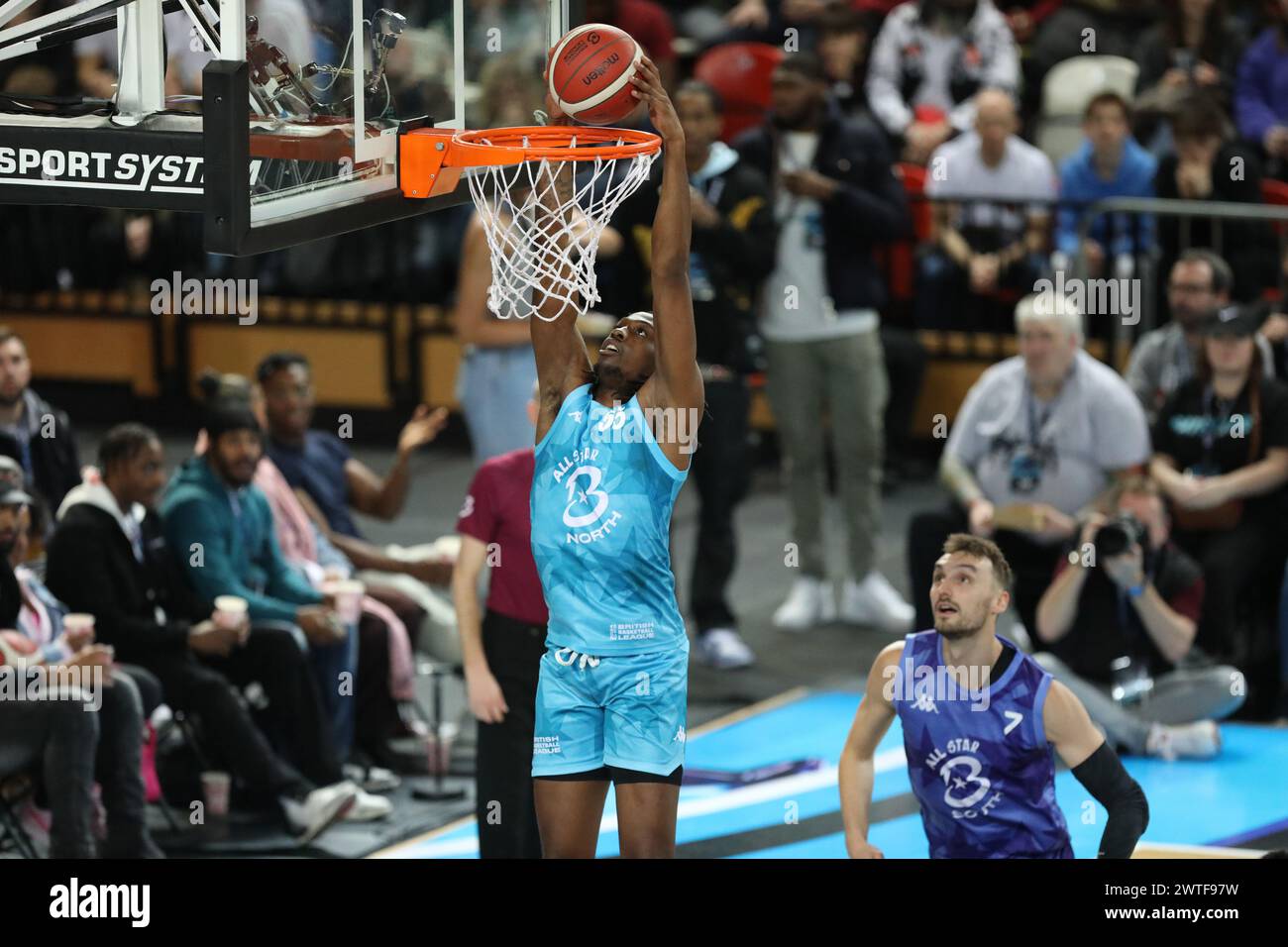 London, UK. 17th Mar, 2024. Tajh Green of Men North AllStars scores