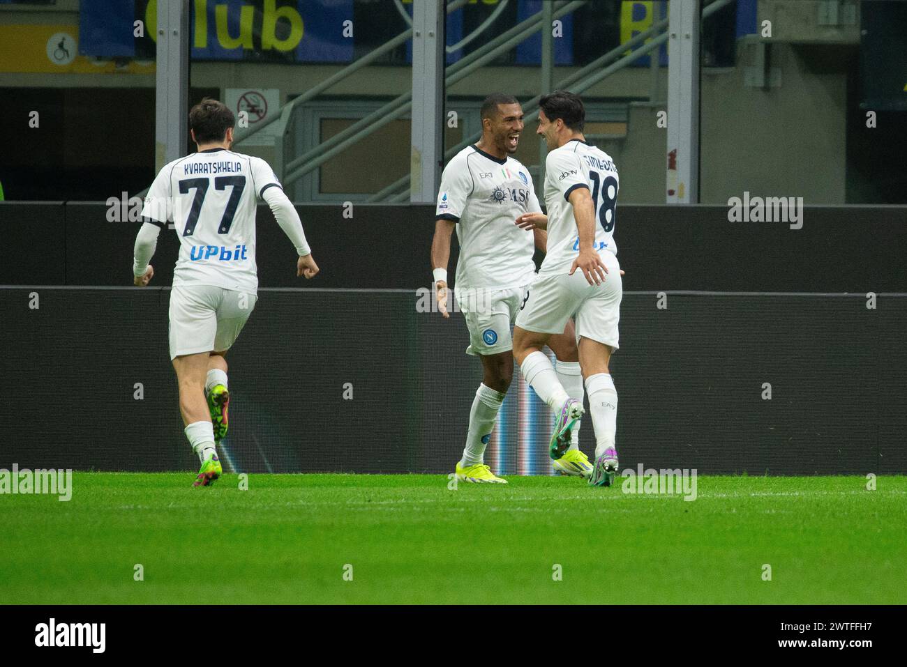 Milan, Italy - march 17 2024 - Inter vs Napoli serie A - juan jesus napoli scores goal 1-1 celebrating Credit: Kines Milano/Alamy Live News Stock Photo
