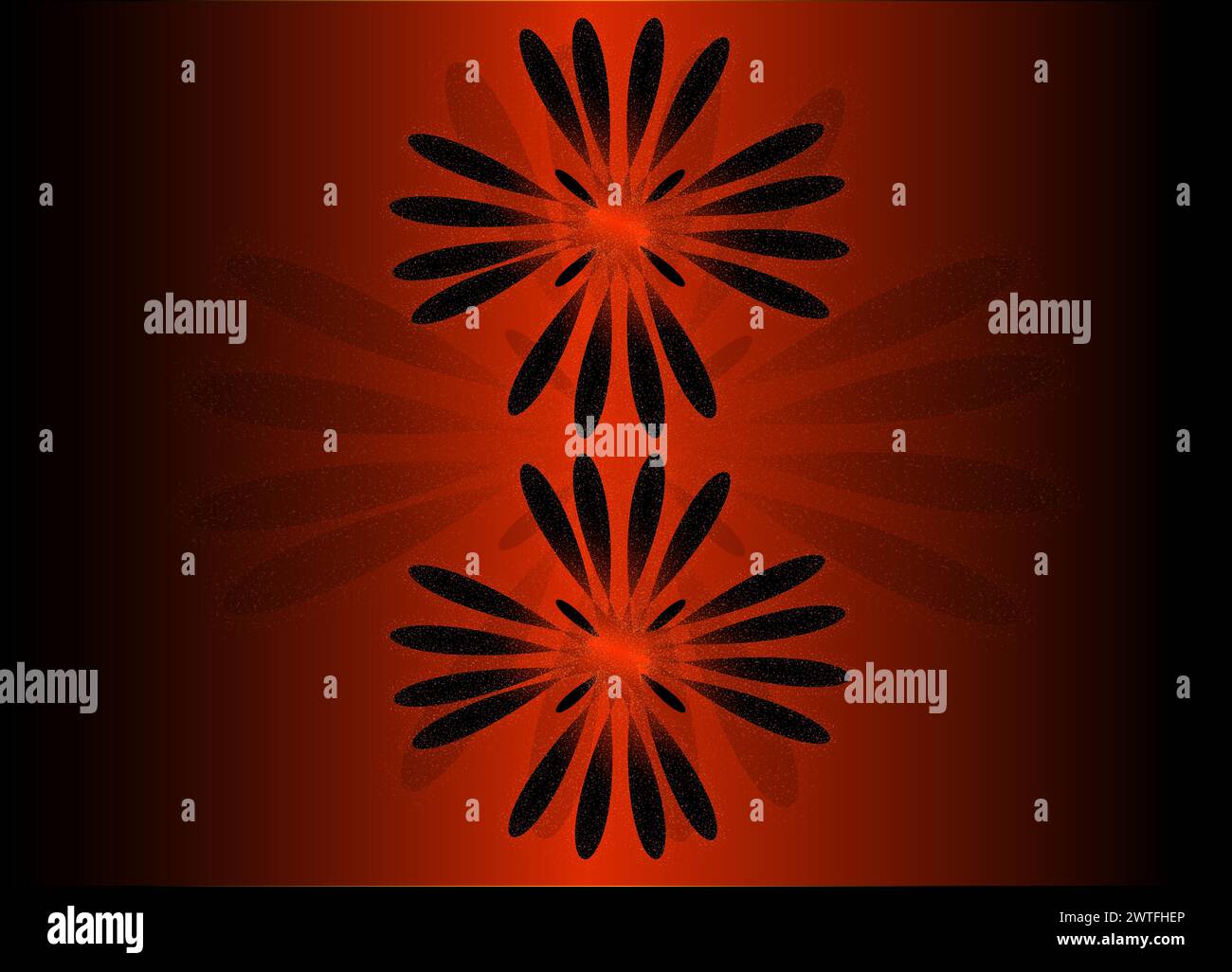 abstract pattern with flowers on a dark red background Stock Vector