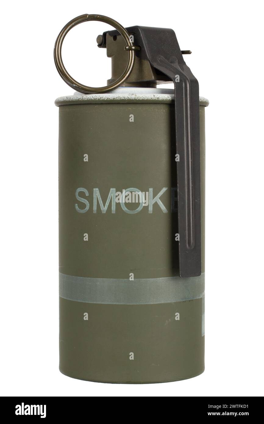 smoke hand grenade isolated on white background Stock Photo - Alamy