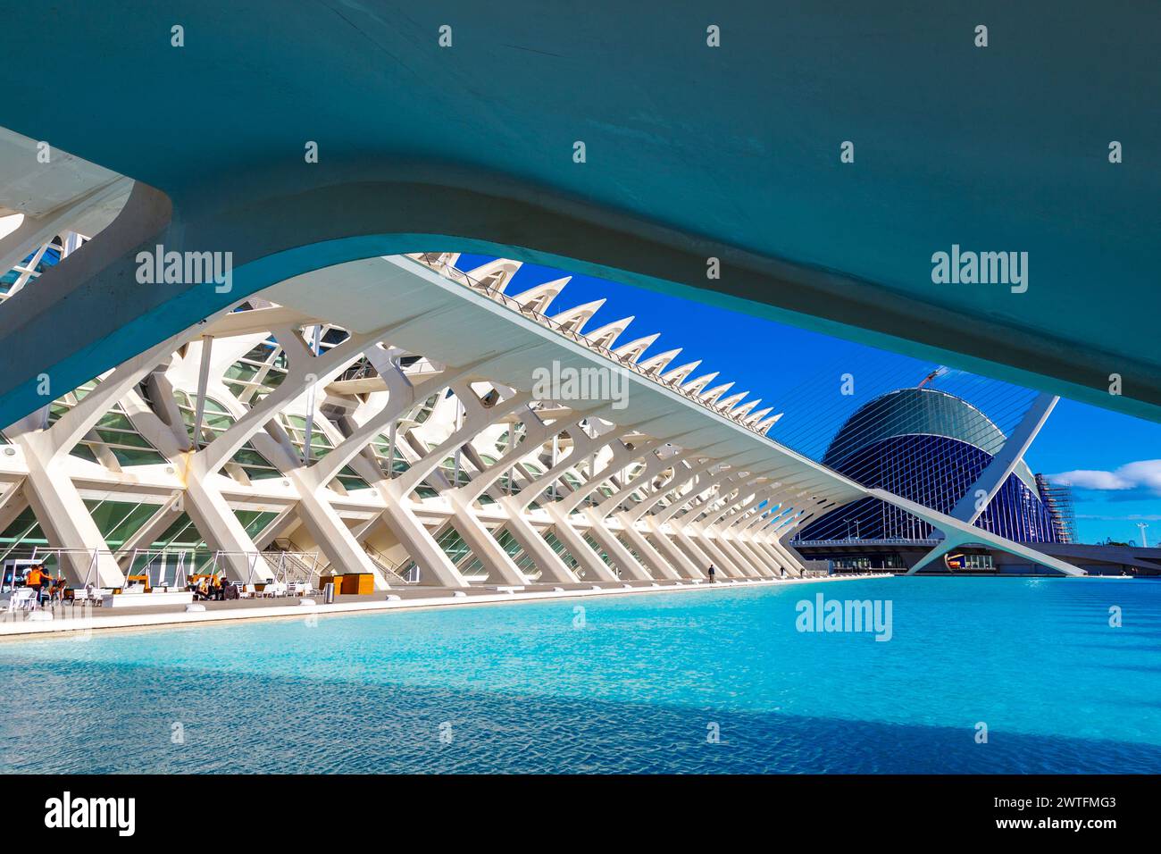 Museu de les Ciències Príncipe Felipe (Prince Philip Science Museum) and The Agora in the City of Arts and Sciences, Valencia, Spain Stock Photo