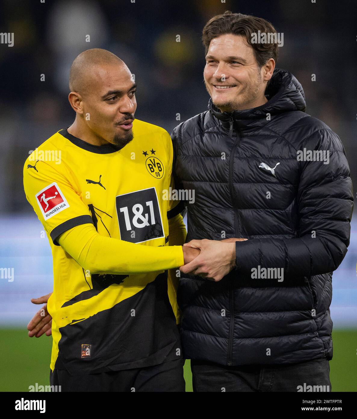 Dortmund, Germany. 17th Mar 2024.  Schlussjubel: Donyell Malen (BVB), Trainer Edin Terzic (BVB) Borussia Dortmund - Eintracht Frankfurt 17.03.2024   C Stock Photo