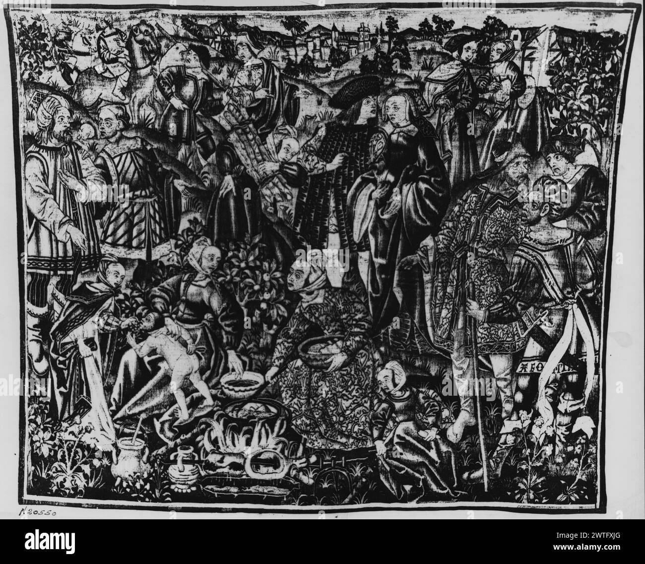 Gentleman And Lady Approaching Gypsy Camp While Hawking Unknown C Gentleman and lady approaching gypsy camp while hawking unknown c