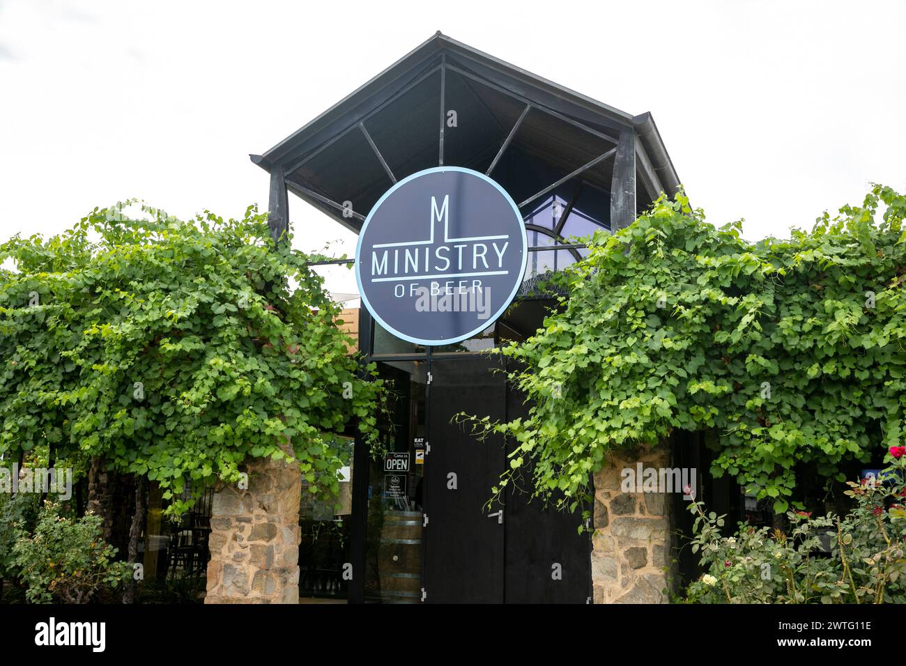 Barossa Valley, Ministry of Beer, sours beer brewery and bar in Lyndoch, South Australia, pictured entrance and signage Stock Photo