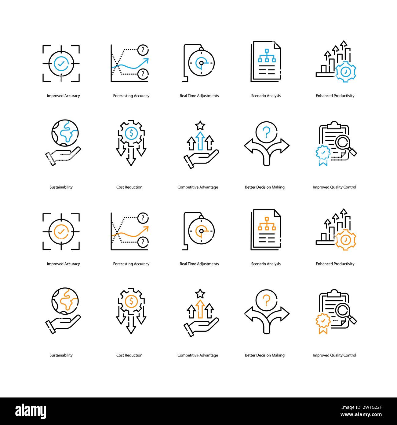 Production Planning Optimization Vector Icons Leveraging AI for Better ...