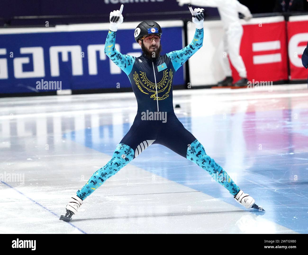 Denis NIKISHA (KAZ) silver medallist 500m final during ISU World Short ...
