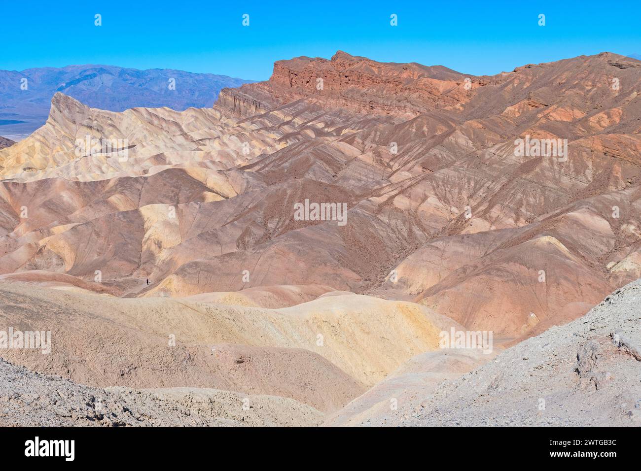 Colorful Sediment Layers in Death Valley by Zabriskie Point in California Stock Photo