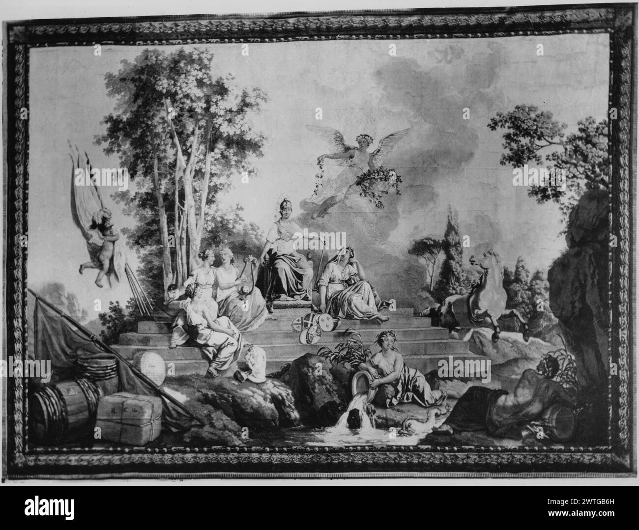 Europe. Le Barbier, Jean-Jacques-François (the Elder) (French, 1738-1826) (cartoon creator) [painter] De Menou (French, act. 1780-1793) (workshop) [weaver] c. 1790-1791 Tapestry Dimensions: H 12' x W 15' Tapestry Materials/Techniques: wool & silk Culture: French Weaving Center: Beauvais Ownership History: Woven for Louis XVI, between 4/1790 & 11/1791. Delivered to Abraham Alcan, 9/24/1796. Sold in Paris, from the hôtel of the duc de Richelieu 5/18/1852; purchased by Prince de Béarn. M. Gaston Menier, 1893. Sold at Sotheby's, 12/13/1974, lot 55, London. Artemis S.A., Brussels, 1975. Purchased b Stock Photo