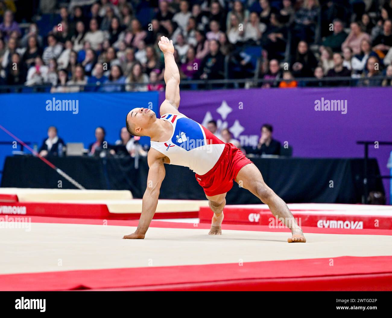 Liverpool, England, UK. 17th Mar, 2024. Joe FRASER in the Mens Floor Final during the British Gymnastics Championships at the M&S Bank Arena, Liverpool, England, UK. Credit: LFP/Alamy Live News Stock Photo