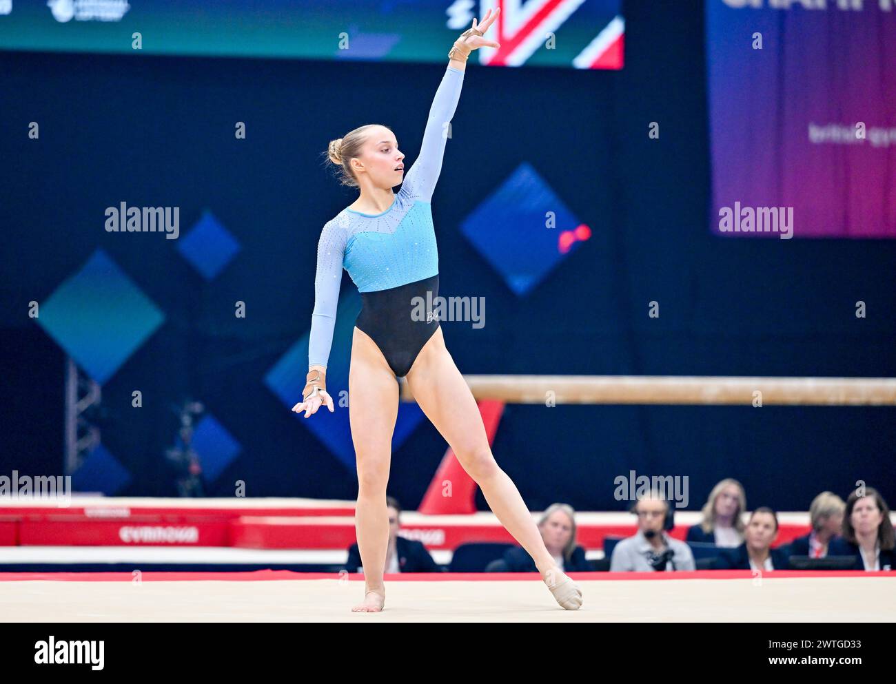 Liverpool, England, UK. 17th Mar, 2024. Emily ROPER in the Final of the Womens Floor during the British Gymnastics Championships at the M&S Bank Arena, Liverpool, England, UK. Credit: LFP/Alamy Live News Stock Photo