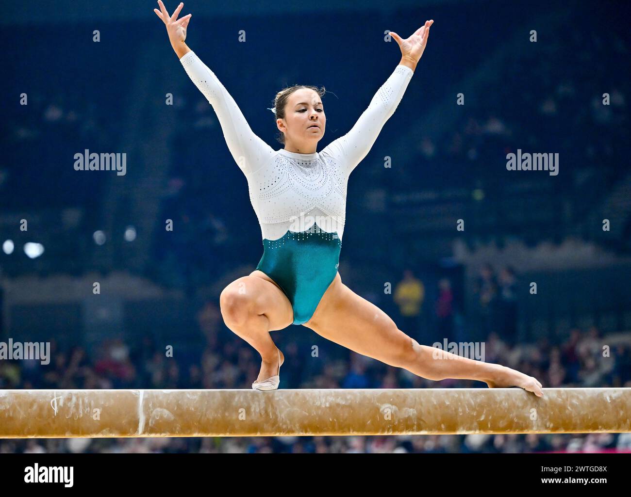 Liverpool, England, UK. 17th Mar, 2024. Mali MORGAN in the Womens Beam Final during the British Gymnastics Championships at the M&S Bank Arena, Liverpool, England, UK. Credit: LFP/Alamy Live News Stock Photo