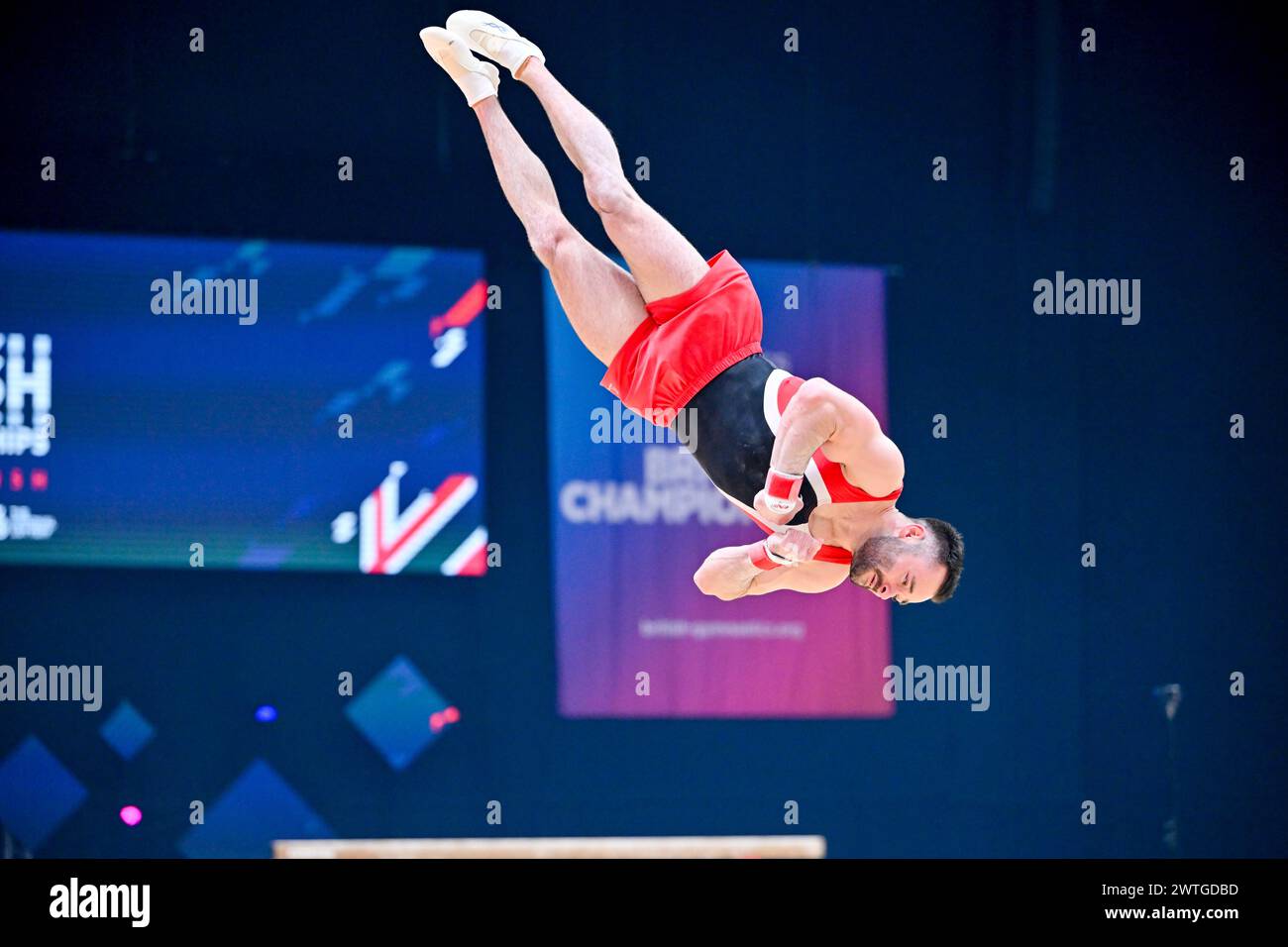 Liverpool, England, UK. 17th Mar, 2024. James HALL in the Mens Floor Final during the British Gymnastics Championships at the M&S Bank Arena, Liverpool, England, UK. Credit: LFP/Alamy Live News Stock Photo
