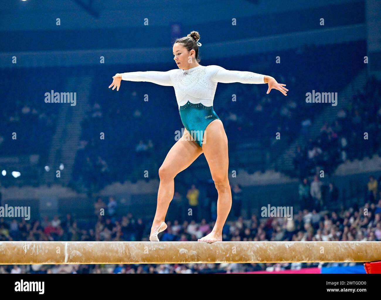 Liverpool, England, UK. 17th Mar, 2024. Mali MORGAN in the Womens Beam Final during the British Gymnastics Championships at the M&S Bank Arena, Liverpool, England, UK. Credit: LFP/Alamy Live News Stock Photo