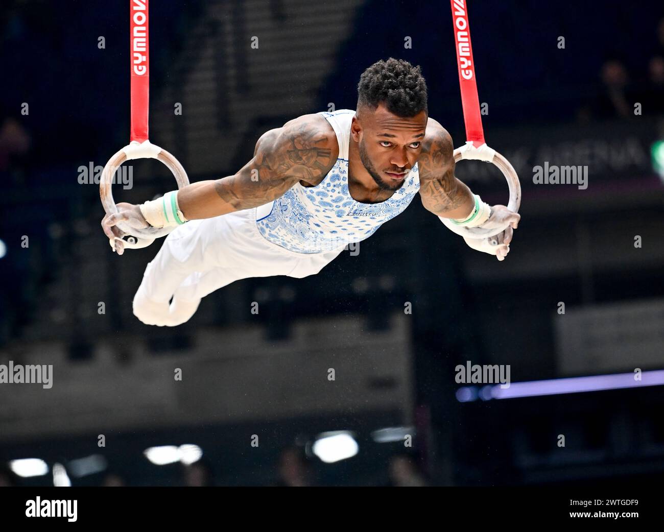 Liverpool, England, UK. 17th Mar, 2024. Courtney TULLOCH in the Mens Final Rings during the British Gymnastics Championships at the M&S Bank Arena, Liverpool, England, UK. Credit: LFP/Alamy Live News Stock Photo
