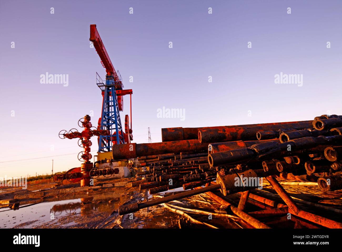 Oil drill pipe Stock Photo