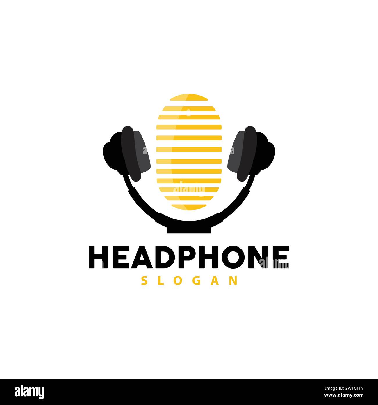 Headphone Logo, Music Listening Device Vector, Elegant Minimalist Simple Design, Silhouette Icon Illustration Stock Vector