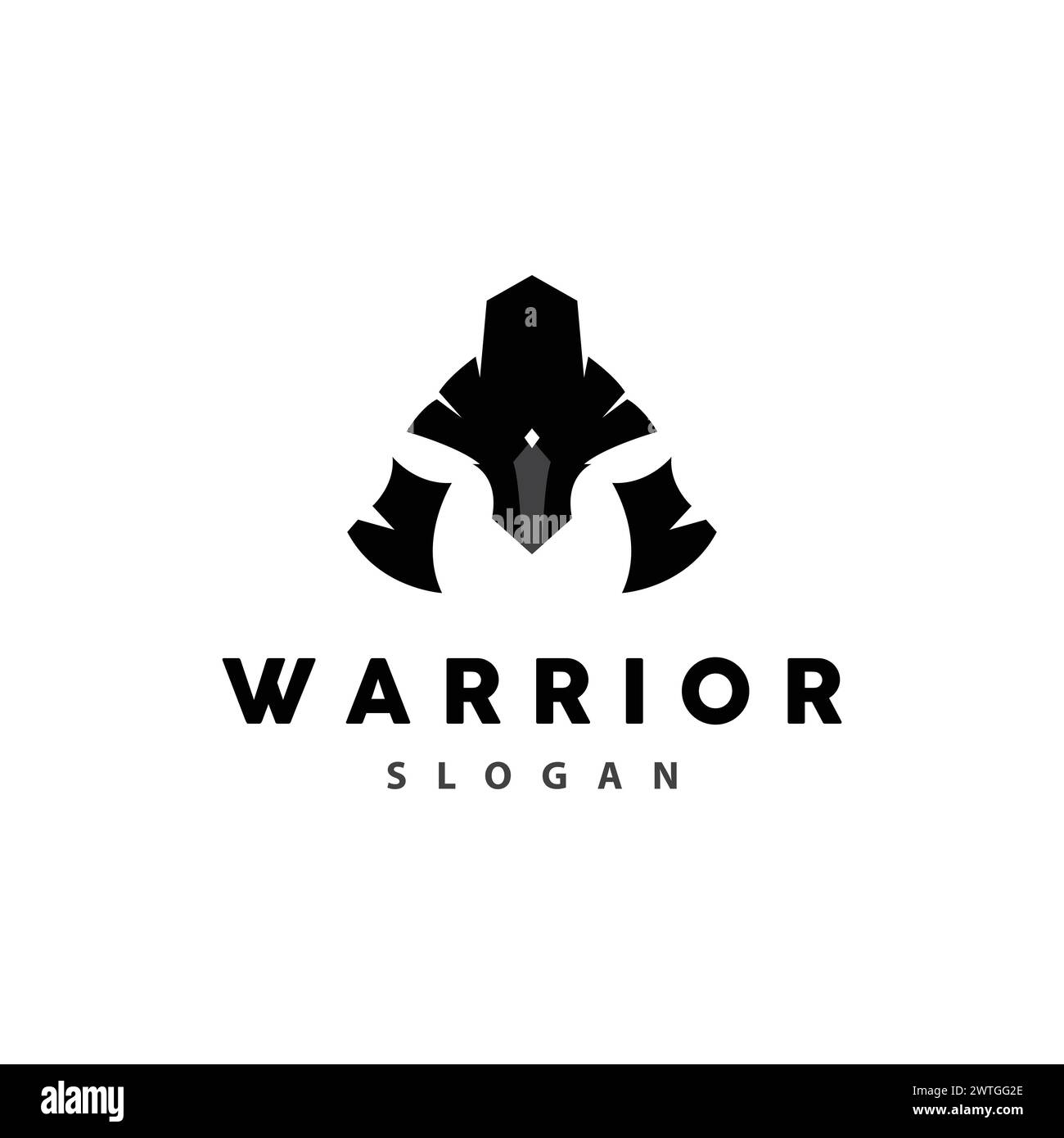 Spartan Logo, Vector Silhouette Warrior Knight Soldier Greek, Simple Minimalist Elegant Product Brand Design Stock Vector