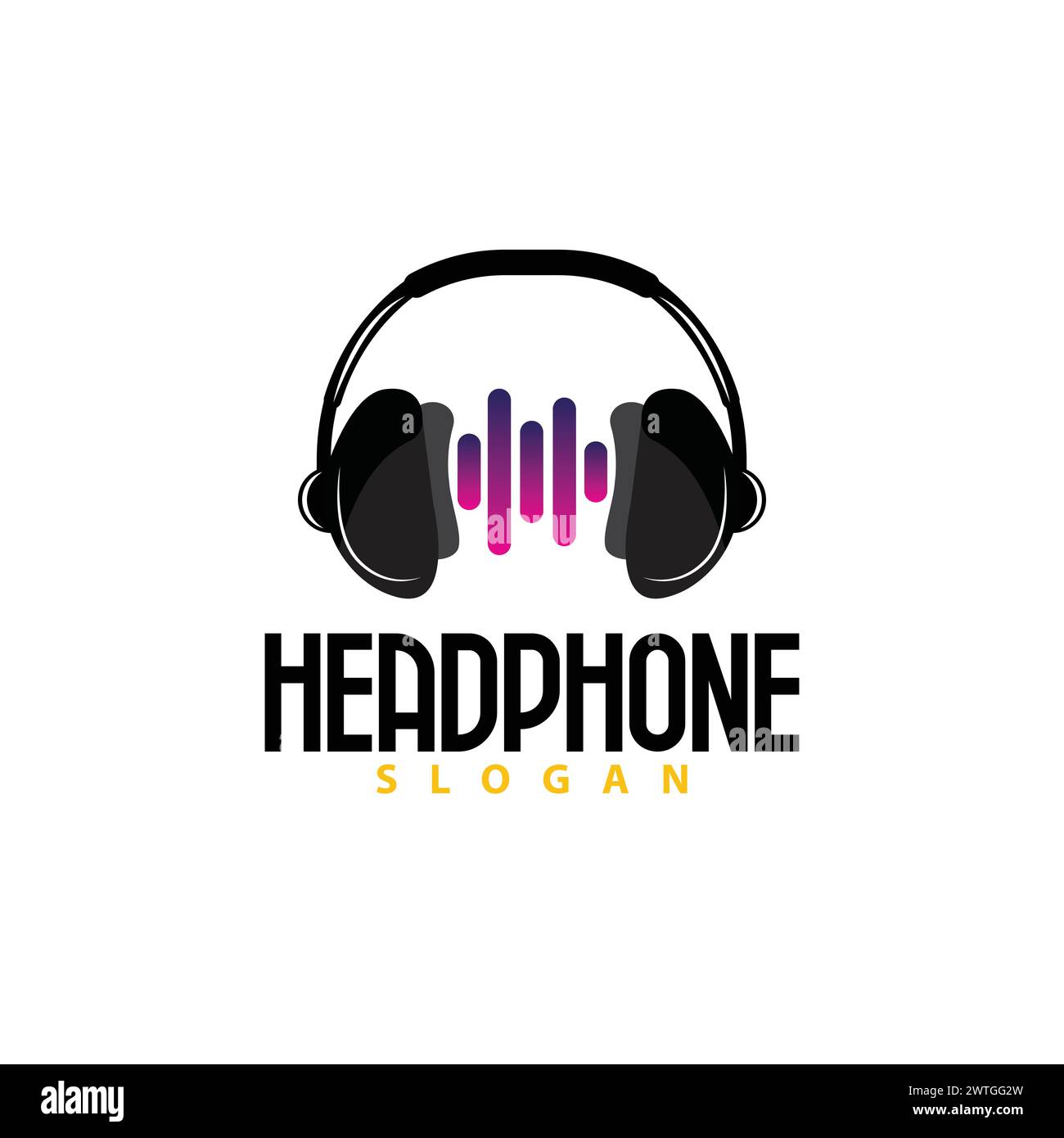 Headphone Logo, Music Listening Device Vector, Elegant Minimalist Simple Design, Silhouette Icon Illustration Stock Vector