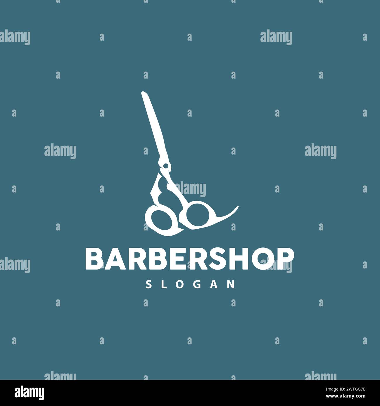 Barbershop Logo, Scissors Vector, Retro Vintage Minimalist Typography Ornament Design Stock Vector