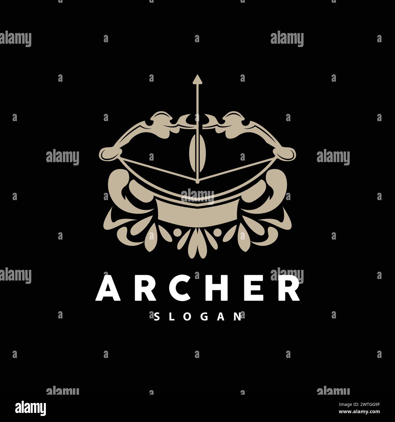 Archer Logo, Archery Arrow Vector, Elegant Simple Minimalist Design, Icon Symbol Illustration Template Stock Vector