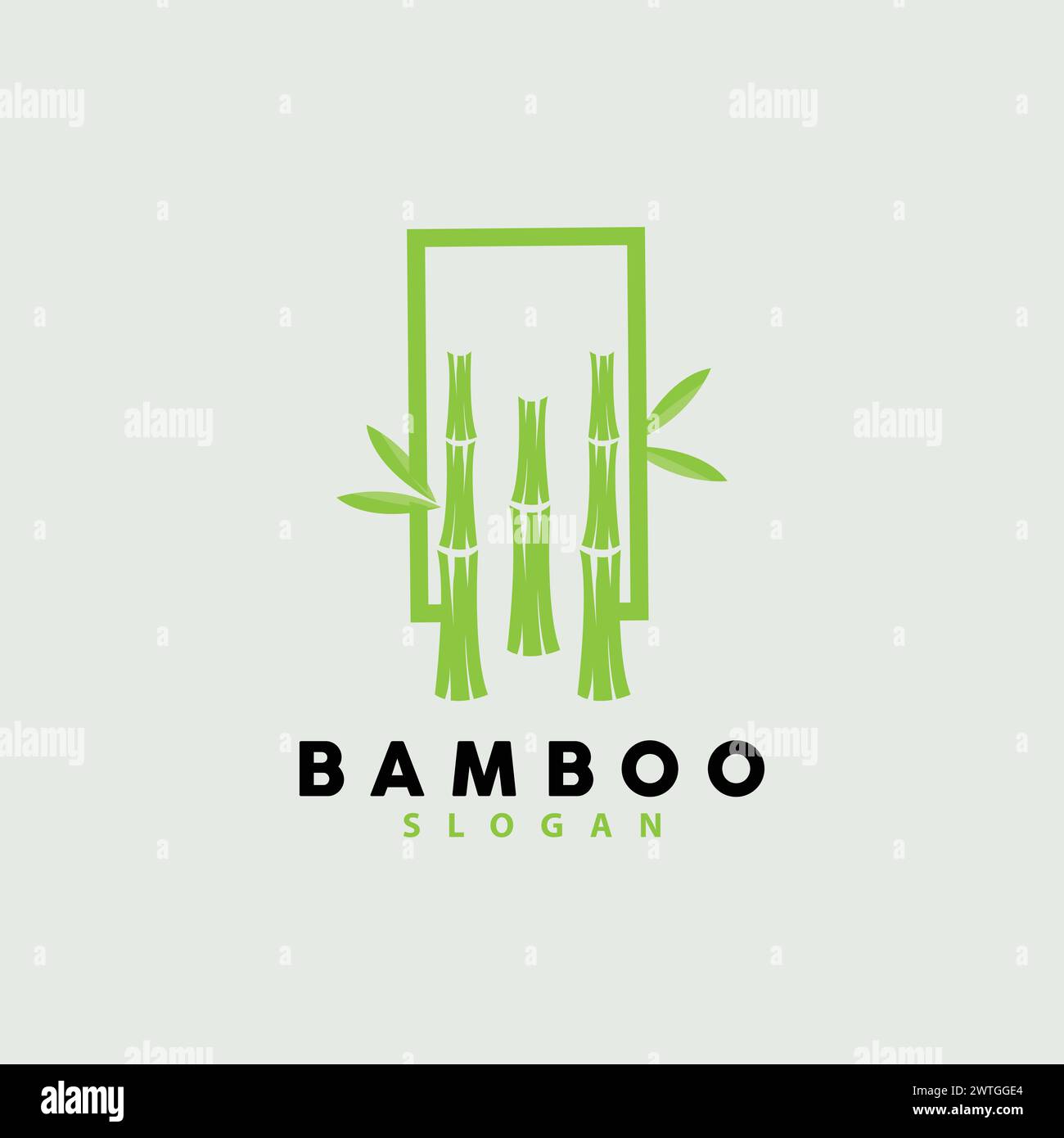 Bamboo Logo, Green Plants Vector, Simple Minimalist Design, Illustration Template Stock Vector