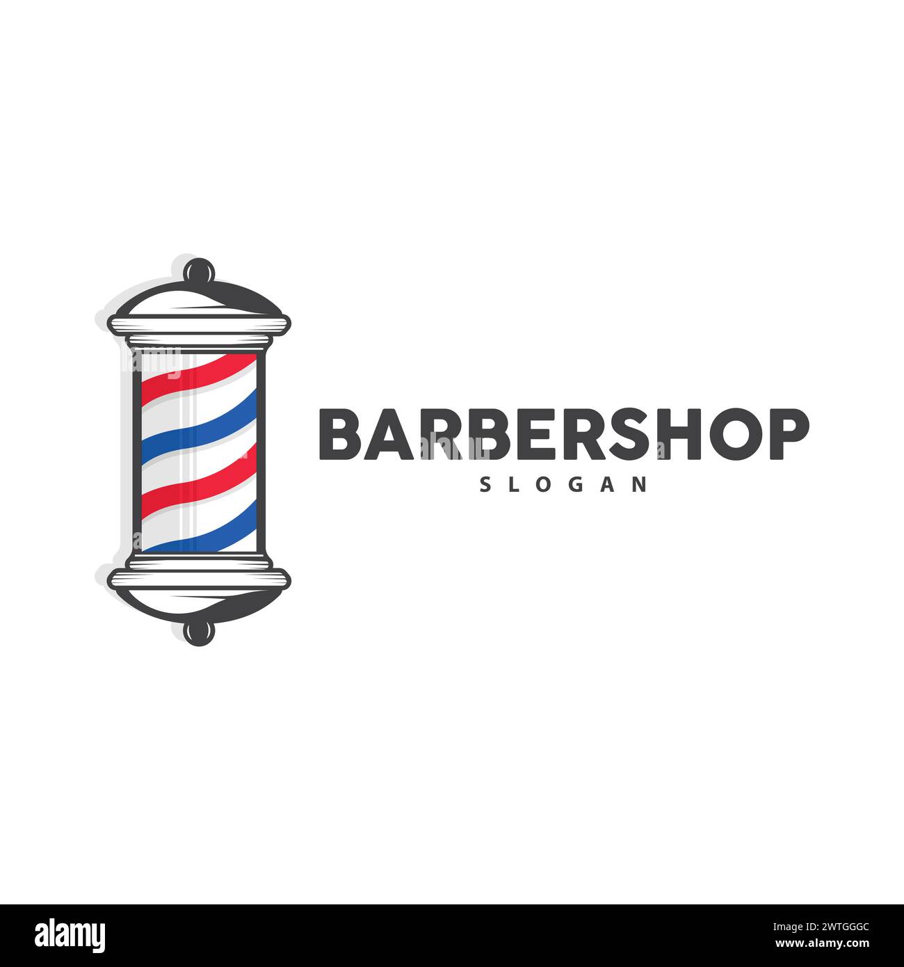 Barbershop Logo, Scissors Vector, Retro Vintage Minimalist Typography Ornament Design Stock Vector
