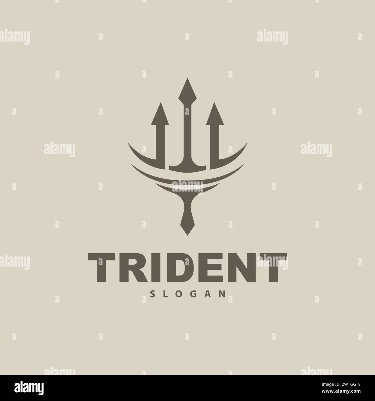 Trident Logo, Vector Magic Spear of Poseidon Neptune, Triton King Design, Template Icon Brand Illustration Stock Vector