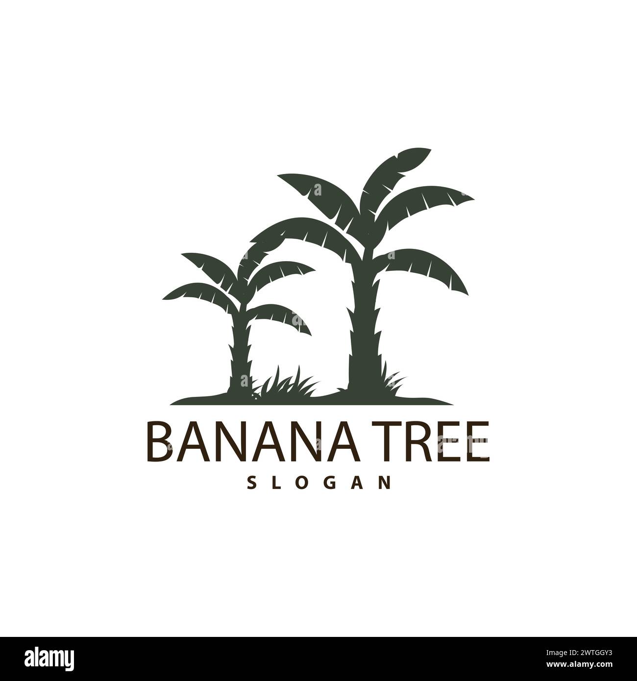 Banana Tree Logo, Banana Tree Simple Silhouette Design, Plant Icon Symbol Vector Illustration Stock Vector