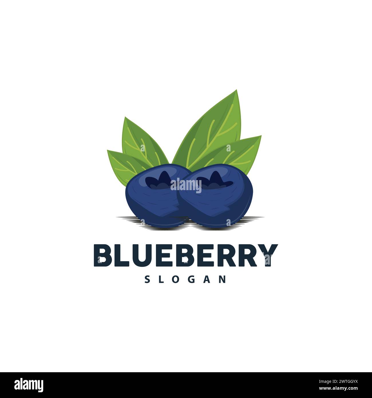 Blueberry Logo, Garden Farm Fresh Fruit Vector, Elegant Simple Design, Symbol Illustration Template Stock Vector