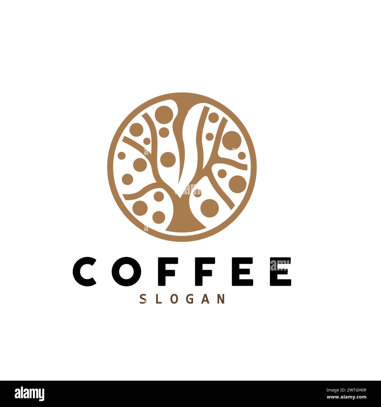 coffee bean drink logo design in brown color vector illustration Stock Vector