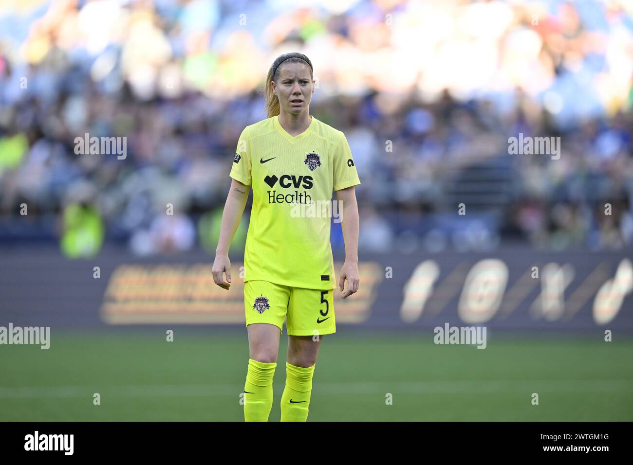 Washington Spirit defender Annaïg Butel (5) looks on during an NWSL